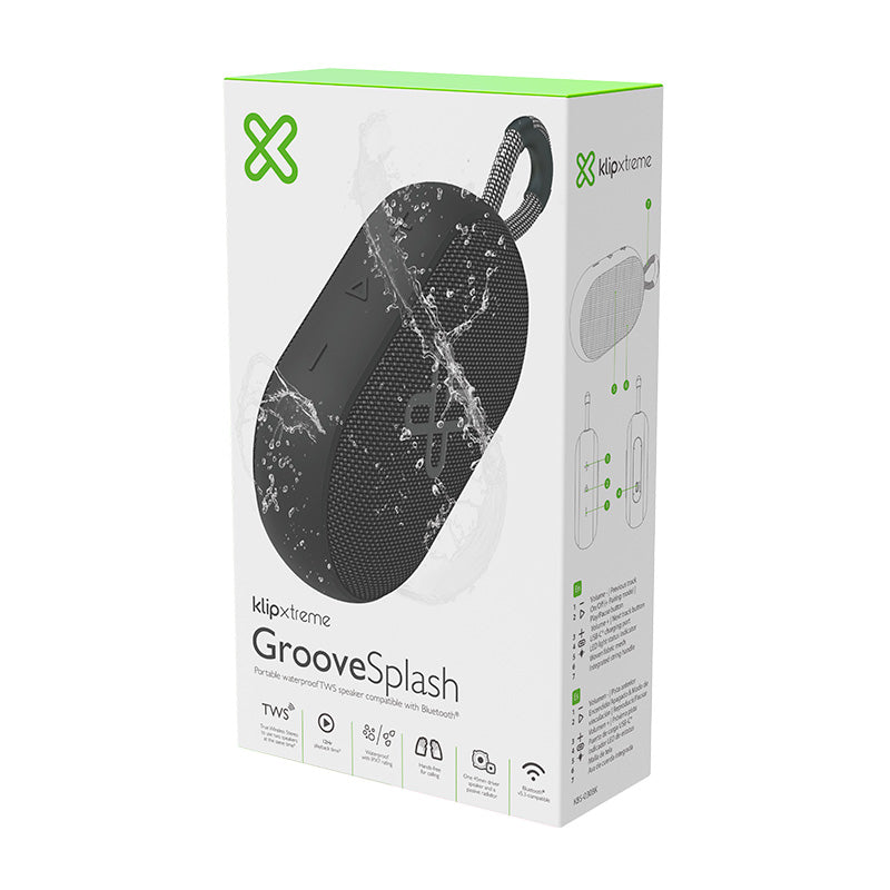 Bocina Klip Xtreme GrooveSplash KBS-030 | Bluetooth IPX7 – Sonido Potente y Colorido