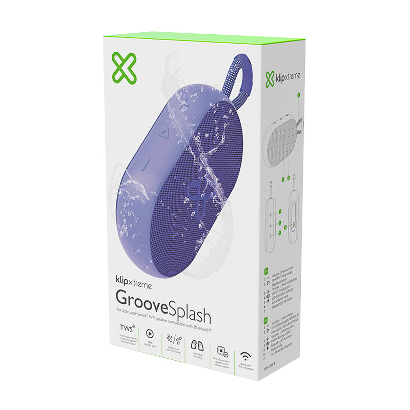 Bocina Klip Xtreme GrooveSplash KBS-030 | Bluetooth IPX7 – Sonido Potente y Colorido