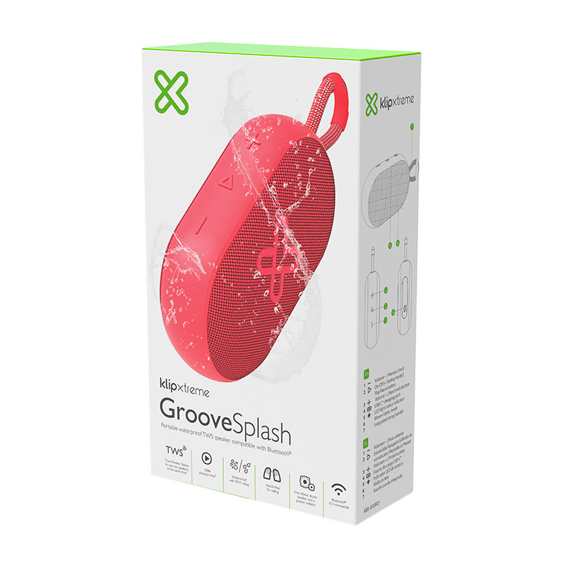 Bocina Klip Xtreme GrooveSplash KBS-030 | Bluetooth IPX7 – Sonido Potente y Colorido