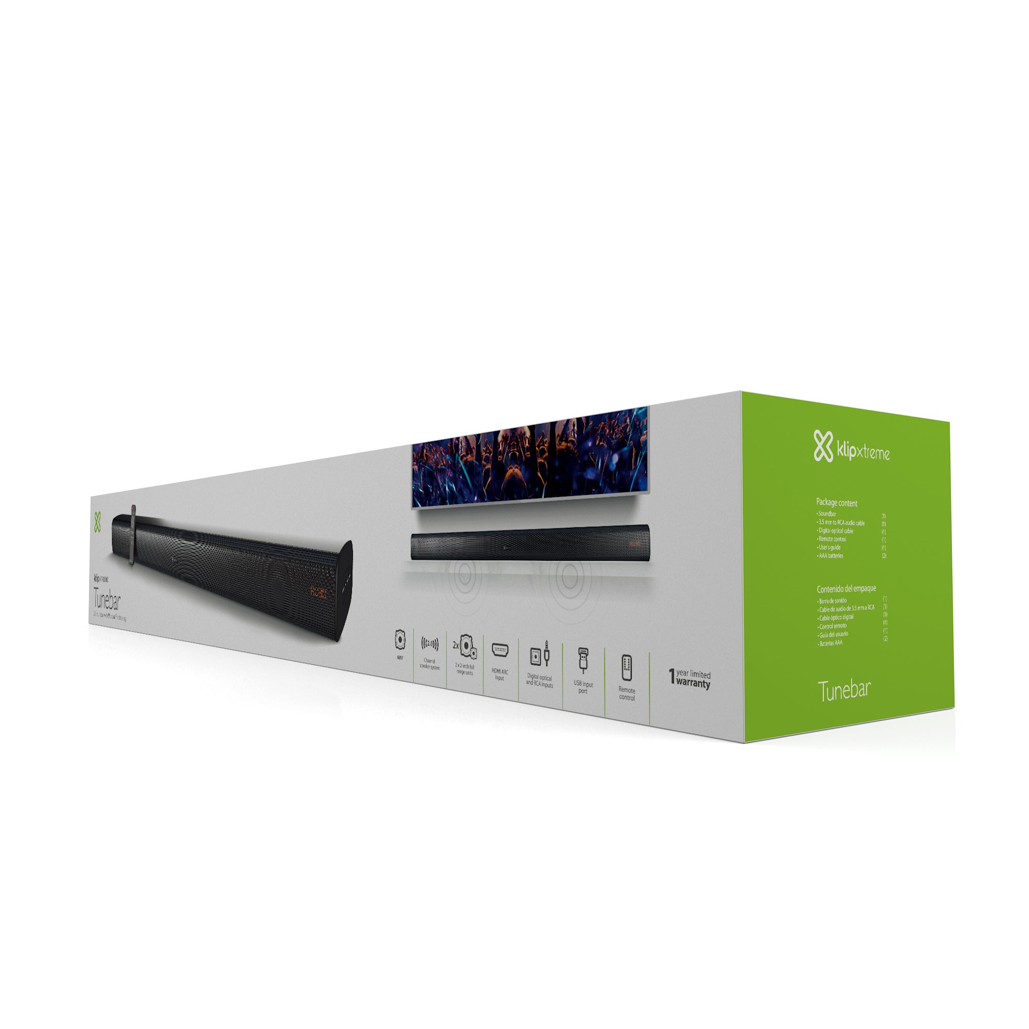 Bocina Klip Xtreme KSB-00A | Barra de Sonido Bluetooth 2.0 – Entradas AUX y USB