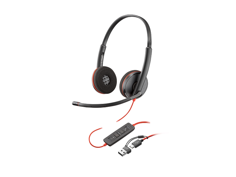 Audífonos-HP Poly Blackwire 3220 – Headset Profesional Estéreo USB-C con adaptador USB-C/A