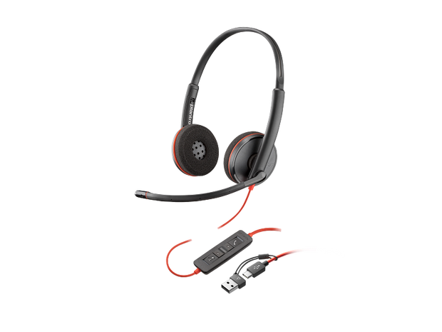 Audífonos-HP Poly Blackwire 3220 – Headset Profesional Estéreo USB-C con adaptador USB-C/A