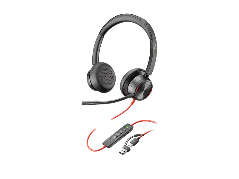 Audífonos - HP Poly Blackwire 8225 – Headset Profesional Estéreo USB-C con Adaptador USB-C/A