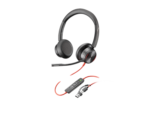 Audífonos - HP Poly Blackwire 8225 – Headset Profesional Estéreo USB-C con Adaptador USB-C/A