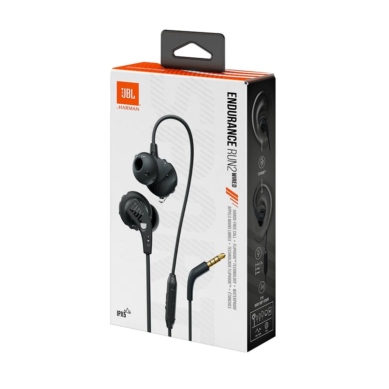 Audífonos - JBL Endurance RUN 2 – Auriculares Deportivos In-Ear con Cable 3.5mm (Negro)